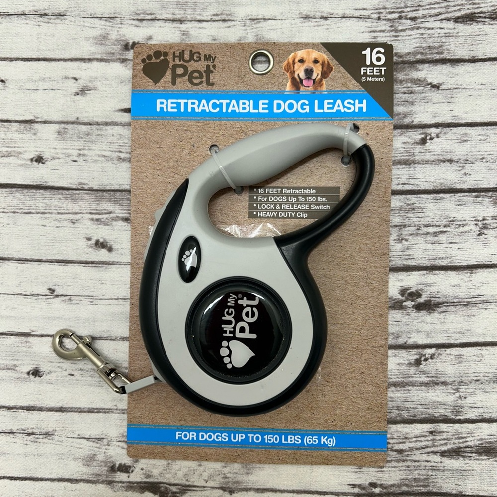 Black and Gray Retractable Dog Leash by Hug My Pet
